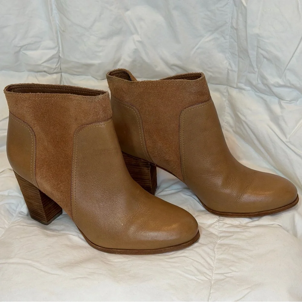 Kate Spade NY Women's Camel/Tan Slip-On Leather & Suede Ankle Boots - Size 9 1/2